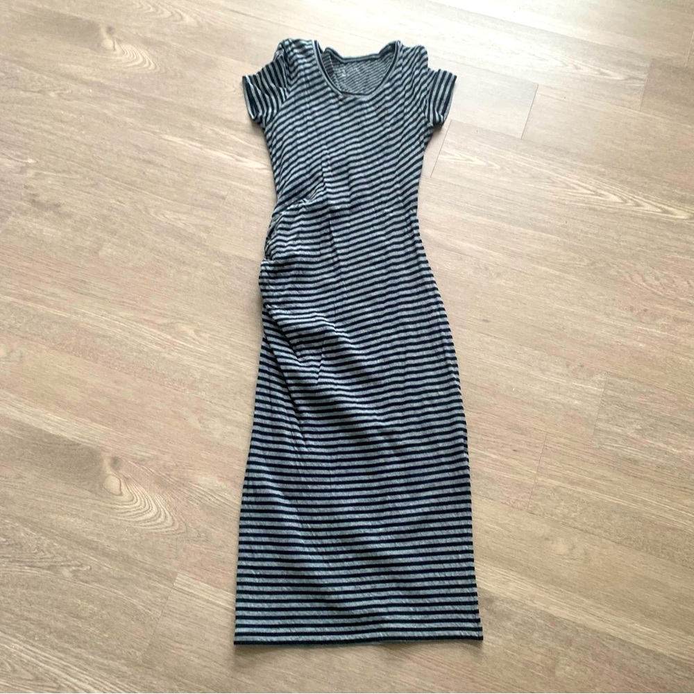 Caslon Black & Gray Ruched  100% Cotton Dress